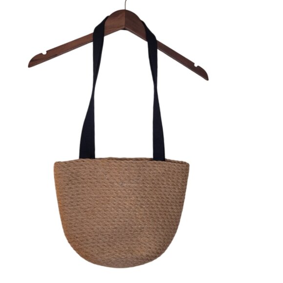 Casual Minimalist Woven Rafia Straw Basket Bag Tote Summer Beach Farmers Market - Picture 1 of 7